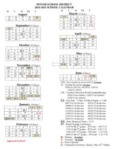 POTOSI SCHOOL DISTRICT[removed]SCHOOL CALENDAR M T