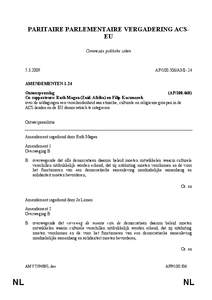 PARITAIRE PARLEMENTAIRE VERGADERING ACSEU Commissie politieke zaken[removed]AP[removed]AM1-24