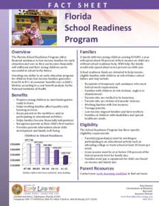 FACT SHEET  Florida School Readiness Program Overview
