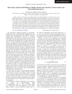 RAPID COMMUNICATIONS  PHYSICAL REVIEW E 72, 060501共R兲 共2005兲 Monovalent counterion distributions at highly charged water interfaces: Proton-transfer and Poisson-Boltzmann theory