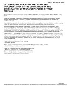 UNEP/CMS/COP11/Inf.20.3.SY[removed]NATIONAL REPORT OF PARTIES ON THE IMPLEMENTATION OF THE CONVENTION ON THE CONSERVATION OF MIGRATORY SPECIES OF WILD ANIMALS