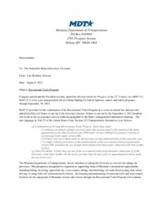 Montana Department of Transportation PO Box[removed]Prospect Avenue Helena MT[removed]Memorandum