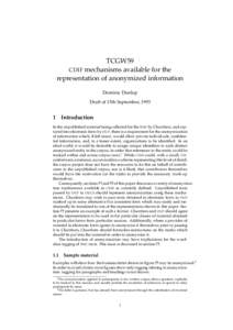 TCGW59 CDIF mechanisms available for the representation of anonymized information Dominic Dunlop Draft of 15th September, 1993