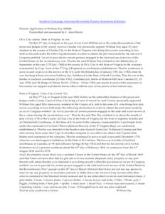 Southern Campaign American Revolution Pension Statements & Rosters Pension Application of W illiam Day S39408 Transcribed and annotated by C. Leon Harris Ch’s. City county State of Virginia to wit: On this 21st day of 