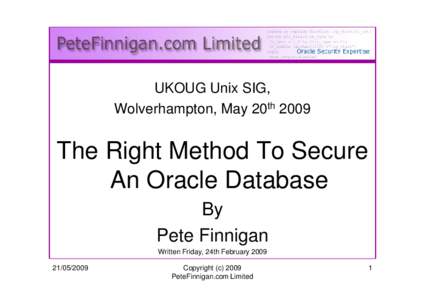 Database management systems / Pete Finnigan / Oracle Database / Oracle Corporation / Copyright law of the United States / Copyright / Password / Database / Data / Software / Information