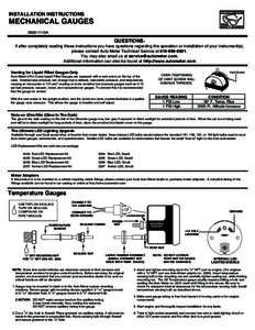 INSTALLATION INSTRUCTIONS  MECHANICAL gaugeS 2650-1115A  QUESTIONS: