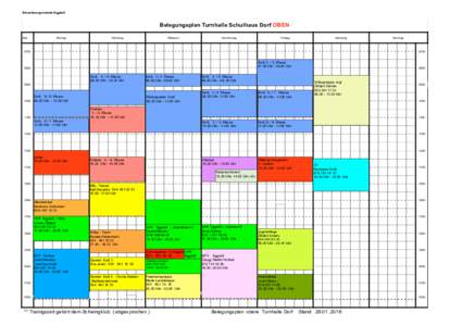 Einwohnergemeinde Eggiwil  Belegungsplan Turnhalle Schulhaus Dorf OBEN Zeit  Montag