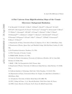 In April 27th 2000 issue of Nature  A Flat Universe from High-Resolution Maps of the Cosmic arXiv:astro-ph[removed]v1 28 Apr 2000