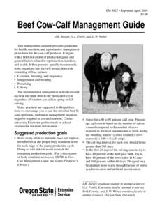 Beef Cow-Calf Management Guide, EM[removed]Oregon State University Extension Service)