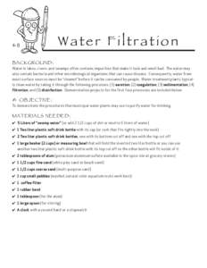 Sewerage / Environmental engineering / Two-liter bottle / Filtration / Filter / Sedimentation / Alum / Water purification / Chemistry / Water pollution / Water treatment