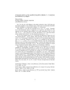 A Lorentz metric on the manifold of positive de…nite (2 and foliations by ellipses 2)-matrices  Marcos Salvai