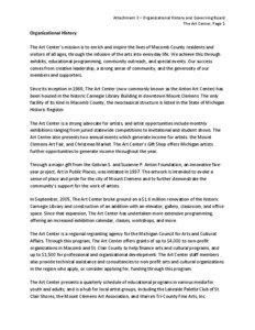 Attachment 3 – Organizational History and Governing Board The Art Center, Page 1