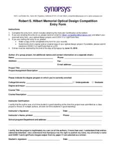 Student Optical Design Competition