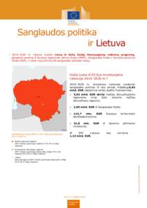 Sanglaudos politika ir Lietuva 2014–2020 m. Lietuva vykdys vieną iš kelių fondų finansuojamą veiksmų programą, gaudama paramą iš Europos regioninės plėtros fondo (ERPF), Sanglaudos fondo ir Europos socialini