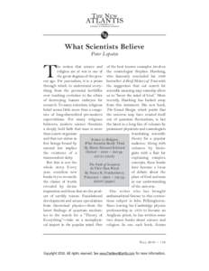 Gifford Lecturers / Criticism of religion / Religion and science / Relationship between religion and science / Elaine Howard Ecklund / Non-overlapping magisteria / Richard Dawkins / John Polkinghorne / Existence of God / Religion / Philosophy of religion / Fellows of the Royal Society