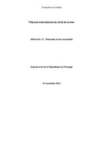 (Traduction du Greffe)  Tribunal international du droit de la mer Affaire No. 21 : Demande d’avis consultatif