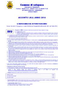 Comune di solopaca PROVINCIA DI BENEVENTO Telefono[removed] – [removed]fax[removed]SETTORE ECONOMICO - FINANZIARIO UFFICIO TRIBUTI