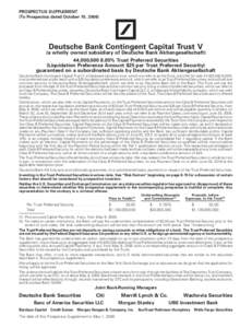 PROSPECTUS SUPPLEMENT (To Prospectus dated October 10, 2006) Deutsche Bank Contingent Capital Trust V  (a wholly owned subsidiary of Deutsche Bank Aktiengesellschaft)