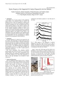 Photon Factory Activity Report 2013 #[removed]B  BL-12C/2013G596 Redox Property of the Supported Ni Catalyst Prepared by Sol-Gel Method Yusaku Yamamoto, Shohei Yamashita, Misaki Katayama, and Yasuhiro Inada