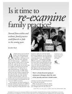 Is it time to re-examine family practice? -- Family Practice Management