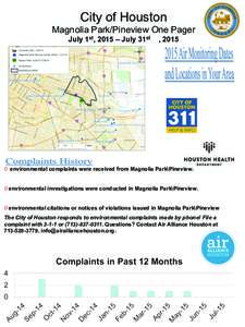 City of Houston Magnolia Park/Pineview One Pager July 1st, 2015 – July 31st , 2015