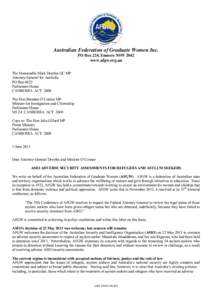 Australian Federation of Graduate Women Inc. PO Box 224, Enmore NSW 2042 www.afgw.org.au The Honourable Mark Dreyfus QC MP Attorney-General for Australia PO Box 6022