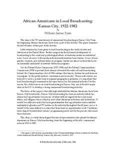 African-Americans in Local Broadcasting: Kansas City, [removed]