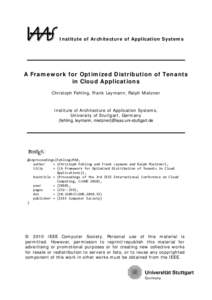 A Framework for Optimized Distribution of Tenants in Cloud Applications