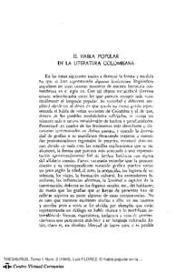 El habla popular en la literatura colombiana