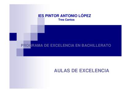 IES PINTOR ANTONIO LÓPEZ Tres Cantos PROGRAMA DE EXCELENCIA EN BACHILLERATO  AULAS DE EXCELENCIA