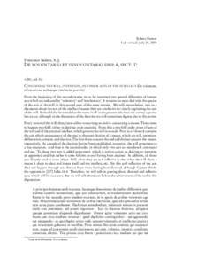 Sydney Penner Last revised: July 25, 2008 Francisco Suárez, S. J. DE VOLUNTARIO ET INVOLUNTARIO DISP. 6, SECT. 11 <241, col. b>