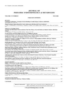 HK J Paediatr (new series) 2004;9:289  JOUNRAL OF PEDIATRIC ENDOCRINOLOGY & METABOLISM VOLUME 17, NUMBER 5