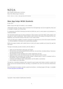 NZQA  New Zealand Qualifications Authority Mana Tohu Matauranga O Aotearoa Home > About us > News > New App helps NCEA Students