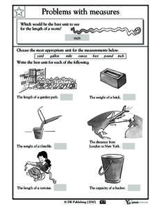 ✩  Problems with measures Which would be the best unit to use for the length of a worm?