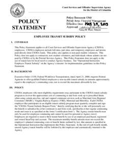 Court Services and Offender Supervision Agency for the District of Columbia POLICY STATEMENT