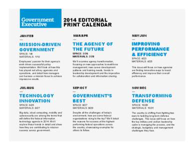 2014 EDITORIAL PRINT CALENDAR JAN/FEB —  MAR/APR