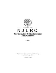 State of New Jersey  N J L R C New Jersey Law Revision Commission ANNUAL REPORT