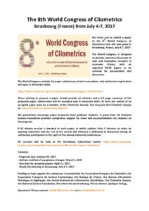 The 8th World Congress of Cliometrics, Strasbourg, France, July 4-7, 2017