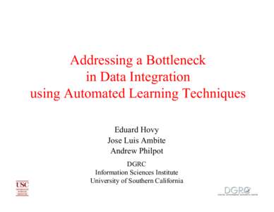 Addressing a Bottleneck in Data Integration using Automated Learning Techniques