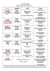 Lincoln College Hilary Term 2015 week 4 4th Week Breakfast