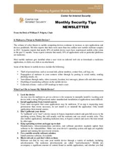 May 2014 Volume 9, Issue 5 Protecting Against Mobile Malware Center for Internet Security