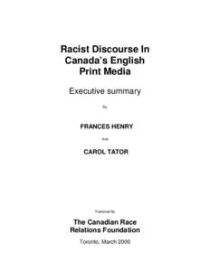 Critical discourse analysis / Critical theory / Discourse analysis / sociolinguistics / Racism / Media bias / Canadian Race Relations Foundation / Sociology of race and ethnic relations / The Media Elite / Ethics / Sociology / Science