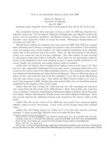 Mahmoud Ahmadinejad / Mir-Hossein Mousavi / Mehdi Karroubi / Akbar Hashemi Rafsanjani / Mohsen Rezaee / Ali Larijani / Regression analysis / Outlier / Results of the Iranian presidential election / Politics of Iran / Iran / Statistics