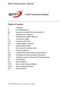 SAM Construction Manual  SAM Construction Manual Table of Contents I.