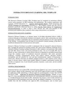 ACCET Document 3.IDL Date Developed: April 1996 Date Revised: August 2010/August 2012 Pages: Page 1 of 14 Pertinent to: All Institutions