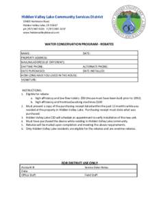 Hidden Valley Lake Community Services DistrictHartmann Road Hidden Valley Lake, CAph‐9201 f‐3237 www.hiddenvalleylakecsd.com