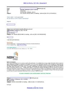 NBN Co File No[removed]Document 9  Fro m : Sent: To: Cc :