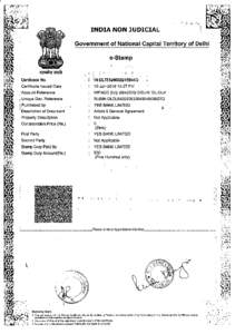 INDIA NON JUDICIAL  e-Stamp Certificate No.