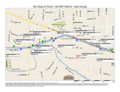 Bus Stops on Route 1 with BRT Stations - East Lansing