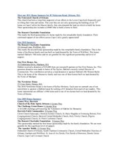 Meet our 2011 House Sponsors for 49 Nickerson Road, Orleans, MA: The Federated Church of Orleans This church has been a long-time supporter of our efforts in the Lower Cape both financially and in tithing their time and 